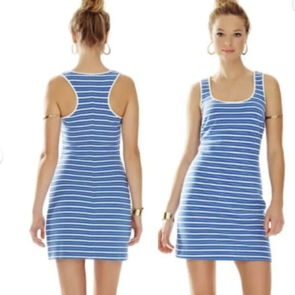 Lilly Pulitzer Dresses & Skirts - Lilly Pulitzer Lyla Racerback Shift Dress Blue and White Stripe Size XS
